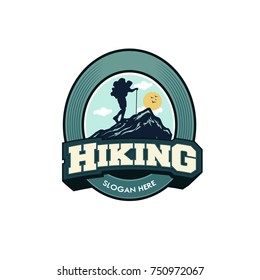 vector template hiking illustration for your logo, emblem and design