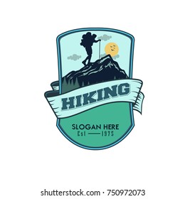 vector template hiking illustration for your logo, emblem and design