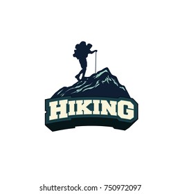 vector template hiking illustration for your logo, emblem and design