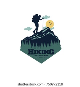vector template hiking illustration for your logo, emblem and design