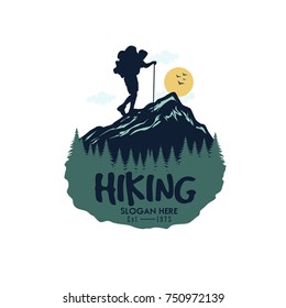 vector template hiking illustration for your logo, emblem and design