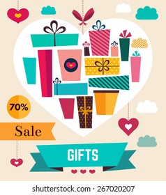 Vector template with holiday gifts