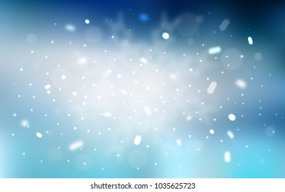 Vector template with ice snowflakes. Blurred decorative design in xmas style with snow. New year design for your ad, poster, banner.
