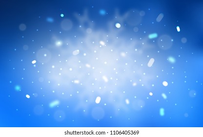 Plantilla vectorial con copos de nieve. Diseño decorativo borroso en estilo de Navidad con nieve. La plantilla se puede utilizar como fondo de año nuevo.