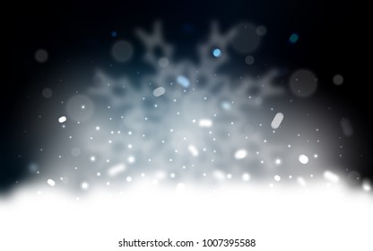 Vector template with ice snowflakes. Snow on blurred abstract background with gradient. The pattern can be used for year new  websites.