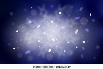 Vector template with ice snowflakes. Snow on blurred abstract background with gradient. New year design for your ad, poster, banner.
