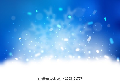 Vector template with ice snowflakes. Snow on blurred abstract background with gradient. The pattern can be used for new year leaflets.