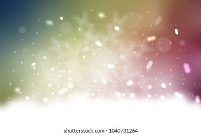 Vector template with ice snowflakes. Snow on blurred abstract background with gradient. New year design for your business advert.