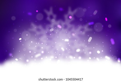 Vector template with ice snowflakes. Snow on blurred abstract background with gradient. New year design for your ad, poster, banner.