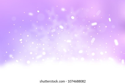 Vector template with ice snowflakes. Snow on blurred abstract background with gradient. The pattern can be used for year new  websites.