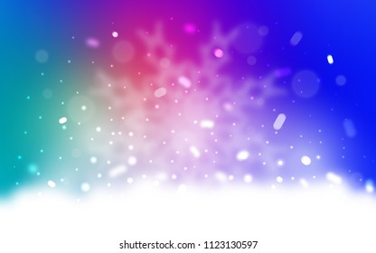Vector template with ice snowflakes. Snow on blurred abstract background with gradient. The template can be used as a new year background.