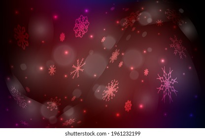Vector template with ice snowflakes. Snow on blurred abstract background with gradient. The pattern can be used for year new  websites.