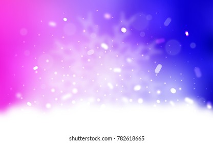 Vector template with ice snowflakes. Snow on blurred abstract background with gradient. New year design for your ad, poster, banner.