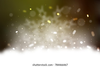 Vector template with ice snowflakes. Snow on blurred abstract background with gradient. The pattern can be used for new year ad, booklets.