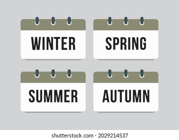 Vector template icon page calendar - winter, spring, summer, autumn season. Minimal rectangle sign of date list of month to-do list. Pictogram of schedule and planning