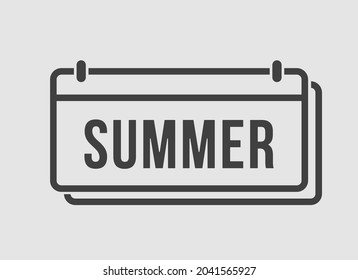 Calendario de la página de iconos de la plantilla de vectores - temporada de verano - junio, julio, agosto. Lista mínima de signo de rectángulo de fecha de mes, lista de tareas pendientes de invierno. Pictograma de planificación y programación