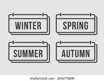Calendario de la página de iconos de la plantilla de vectores - invierno, primavera, verano, otoño. Lista de fecha de signo de rectángulo mínimo de la lista de tareas pendientes de mes. Pictograma de planificación y programación