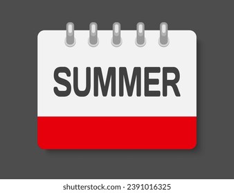 Vector template icon page calendar - summer season, months June, July, August. Minimal rectangle sign of date list of month, winter to-do list. Pictogram of schedule and planning