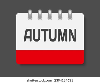 Calendario de la página de iconos de la plantilla de vectores - temporada de otoño, meses de septiembre, octubre, noviembre. Lista mínima de signo de rectángulo de fecha de mes, lista de tareas pendientes de invierno. Pictograma de planificación y programación