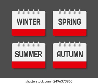 Vector template icon page calendar - winter, spring, summer, autumn season. Minimal rectangle sign of date list of month to-do list. Pictogram of schedule and planning
