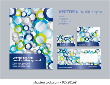 Vector template identity: folder, business card and invitation card