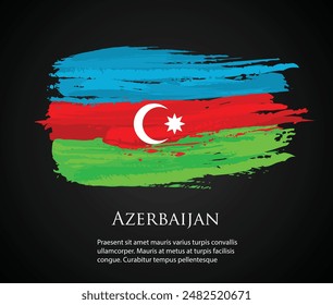 vector template Illustration Azerbaijan flag Eurasia country red white green blue brush paint watercolor hand drawn stroke and texture. Grunge vector isolated on black background	
