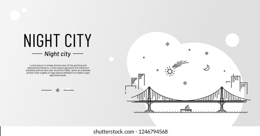 Vector Template Illustration Background. Brooklyn Bridge Sketch 