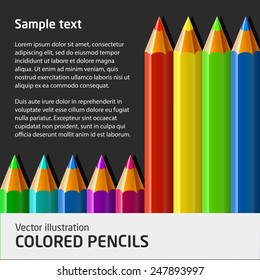 Vector template illustration with colored pencils