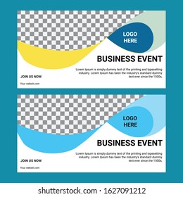 Vector template illustration of colorful abstract composition with , horizontal format. Business event concept. Front and back side. Flat art design modern style banner