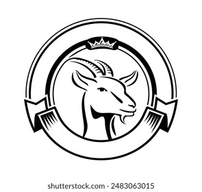 A vector template Illustration Goat Head Emblem Logo Vector Icon in white background, black on white logo vector, logo template