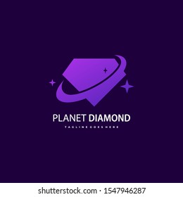 Vector Template Illustration of Planet Diamond Concept. Symbolizes, luxury, premium, beauty. It is suitable for the beauty industry, multimedia jewelry stores and all other related businesses.
