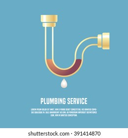 Vector template illustration for plumbing service. Design element, logotype for a shop, product or company related to engineering and plumbing