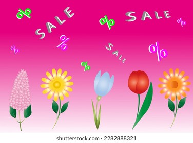 Ilustración de plantilla de vectores.banners.wallpaper.Volantes, invitaciones, carteles, folletos, cupón de descuento.Fondo de venta de primavera con flores hermosas. 