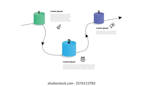 Vector template infographic with 3 step process or option 