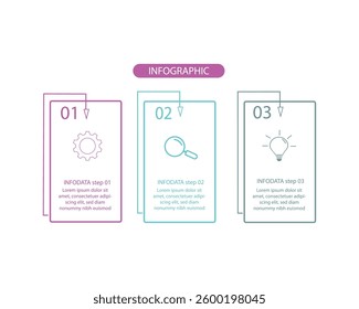 Vector template infographic with 3 step process or option vector illustration.
