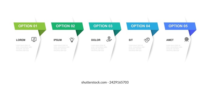 Vektor-Schablonen-Infografik mit 5-Stufen-Layout geeignet für Web-Präsentation und Geschäftsinformationen