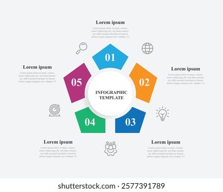 Vector template infographic with 5 step process 