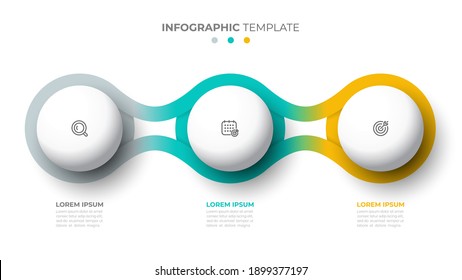 Vector template for infographic. Business concept with 3 options, steps, icons. Creative 3d circle design elements.