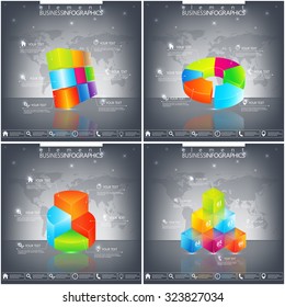 Vector template infographic . Business concept with  4 - 9 options. Modern 3d design.
