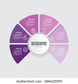 Diagrama de proceso de datos de negocios de plantilla de vector 6 paso,elemento de círculo para gráfico 