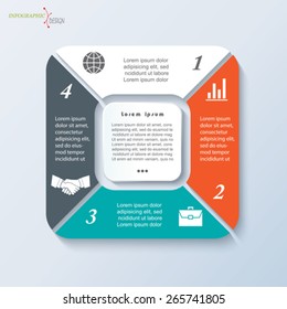 Vector template infographic for business project or presentation with four segments can be used for web design, workflow or graphic layout, diagram, education