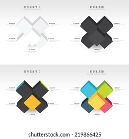 Vector template for infographic cube 4 style
