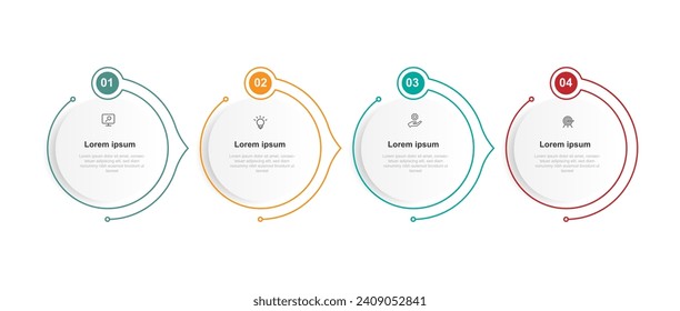 Vector template infographic element with 4 step process or options suitable for web presentation and business information 