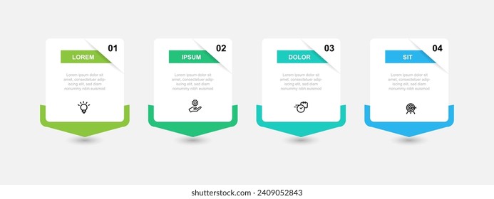 Vector template infographic element with 4 step process or options suitable for web presentation and business information 