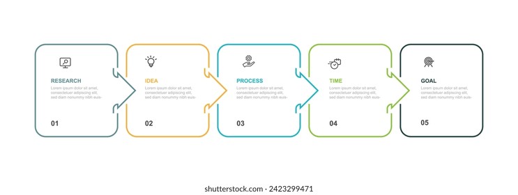 Vector template infographic element design with 5 step process suitable for web presentation and business information