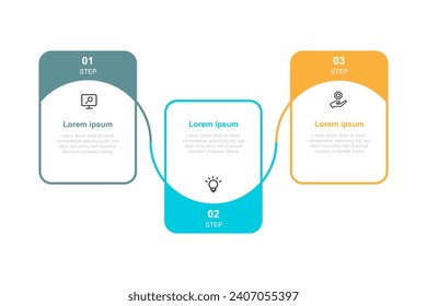 Vector template infographic element with icons and 3 step process suitable for web presentation and information graphic 