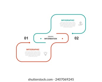 Vector template infographic with line style and 2 step or options concept