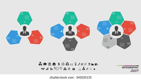 Vector template infographic for your business presentation, diagram and graph with text areas. Business concept with  options, parts, steps or processes. Data visualization.