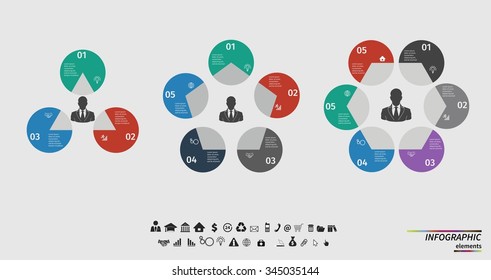 Vector template infographic for your business presentation, diagram and graph with text areas. Business concept with  options, parts, steps or processes. Data visualization.