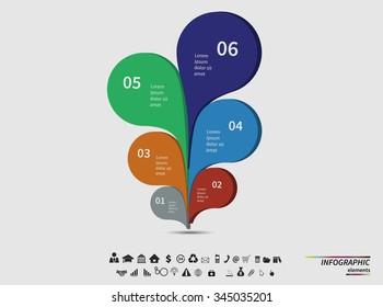 Vector template infographic for your business presentation, diagram and graph with text areas. Business concept with  options, parts, steps or processes. Data visualization.